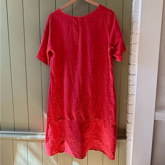 Klasiks Italian Linen Dress in Red - Small - Picture 2 of 4